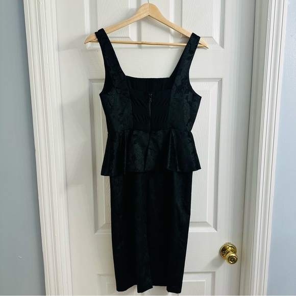 Alice + Olivia Dress Mini Peplum Black Velvet Floral Academia Business 6 Small - Picture 6 of 10